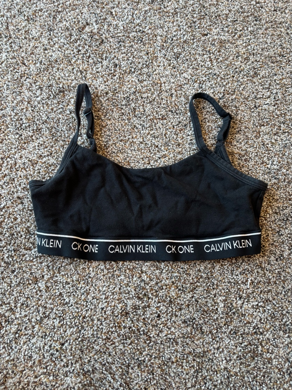Calvin Klein CK One Black Bralette Sports Bra Minimalist Lounge Medium